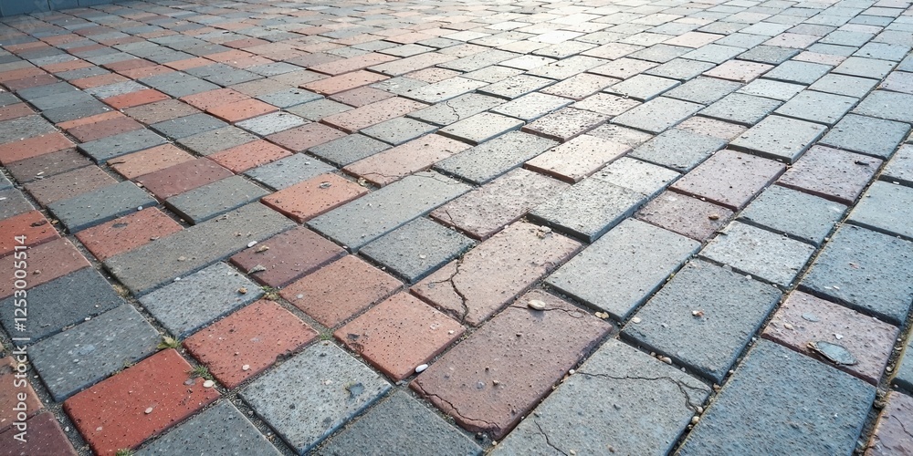 Fototapete A Colorful Pattern of Interlocking Pavement Blocks Showing Subtle Variations in Tone and Texture