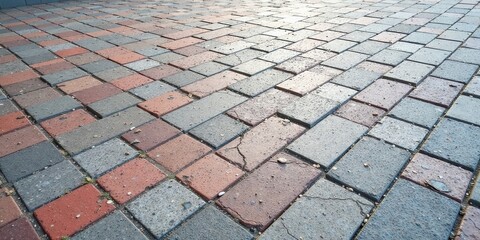 Fototapeta premium A Colorful Pattern of Interlocking Pavement Blocks Showing Subtle Variations in Tone and Texture