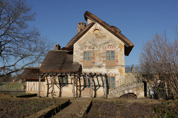Château de Versailles domaine de Trianon hameau de la Reine Marie-Antoinette. Maisons normandes à pans de bois. © Nicolas ROCHETTE