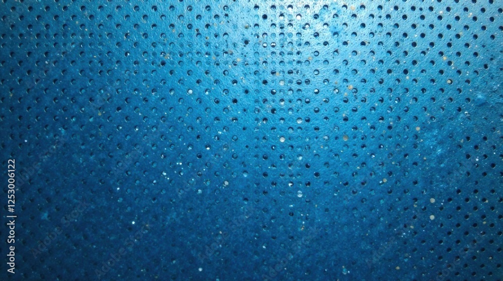 Poster a vibrant teal surface with regularly spaced perforations and subtle textural inclusions