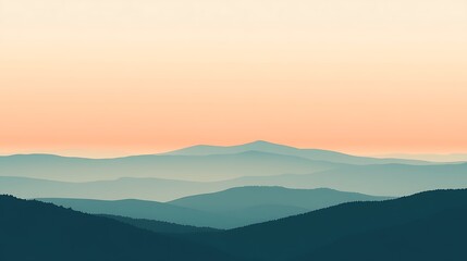Fototapeta premium Serene Sunset Over Layered Mountain Ranges