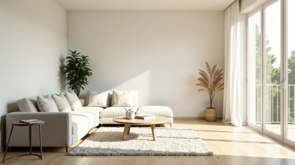 Serene Minimalist Living Room Design Featuring a Comfortable Sectional Sofa and Natural Light