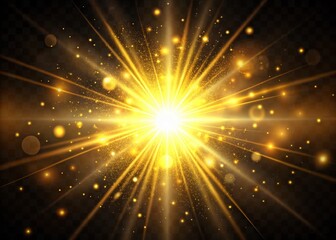 Obraz premium Golden Light Effects: Panoramic Glowing Overlay PNGs for Design