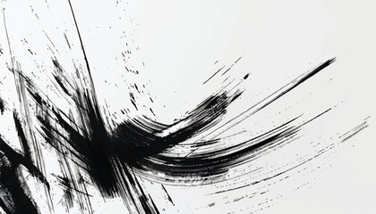 Monochrome texture. Abstract hand drawn brush strokes. Black Brush stroke on white background. Brush stroke and texture.