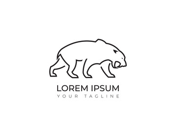 Sabertooth logo silhouette design with long fangs, simple sabertooth logo, head logo