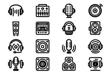 Sound Icons Black & White Outline Collection