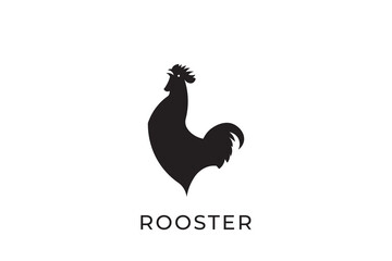 Rooster logo with simple design, rooster silhouette logo design