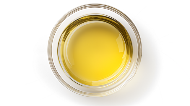 Golden Yellow Liquid in a Glass Bowl Top View Abstract Background Food and Drink Photography Culinary Still Life Restaurant Menu Product Presentation