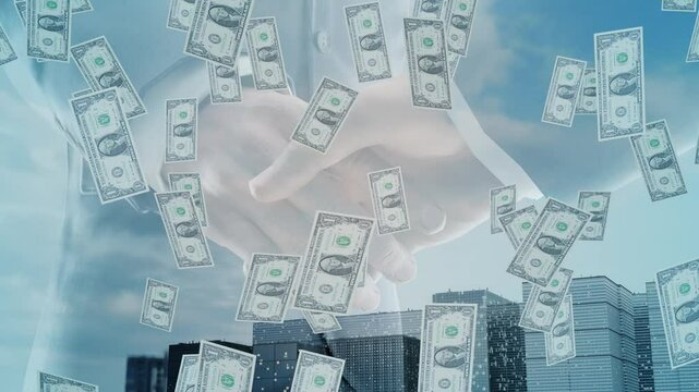 business concept. Worldwide business. Management strategy. Money flying