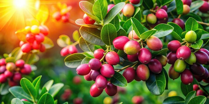Drone captures lush, high-resolution image of a sprawling Karonda fruit garden, showcasing vibrant Indian plum plants.