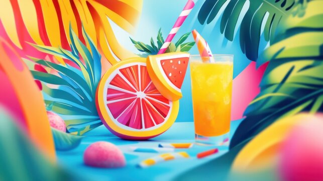 Bright illustrations make summerthemed designs stand out.