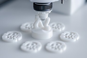 3D Printer Creating White Abstract Sculptures on a White Surface