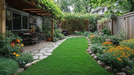 Backyard garden patio flowers plants landscaping design