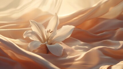 Obraz premium Soft fabric with a blooming white flower