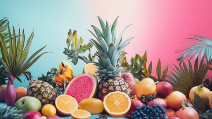 Tropical fruit arrangement with vibrant colors