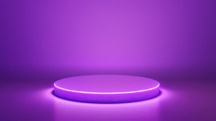 A circular platform illuminated with a soft purple light, set against a gradient background, creating a modern and minimalistic aesthetic.