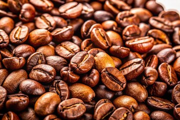 Obraz premium High-Resolution Photo of Coffee Beans on White Background - Perfect for Coffee Packaging and Branding