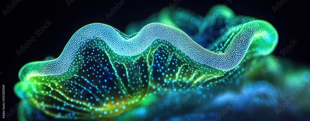 Aufkleber vibrant abstract waves of colorful organic patterns in cool tones with glowing effects and detailed 