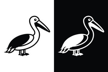 Fototapeta premium Download Pelican Silhouette Vector Icon Crisp Black & White.