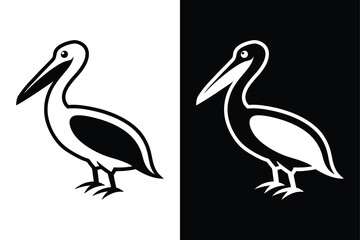 Fototapeta premium Download Pelican Silhouette Vector Icon Crisp Black & White.