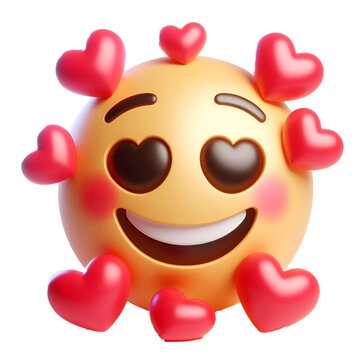 recommend clip art: Smiling face with hearts three-dimensional emoji. Emoticon isolated on white background