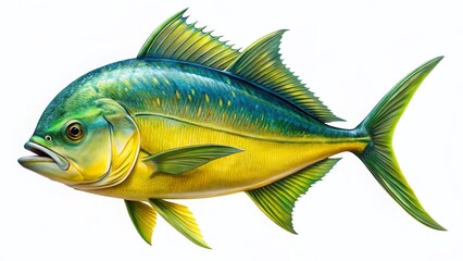 Fototapeta premium Isolated Dorado Fish on White Background: High-Resolution Stock Photo