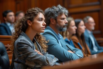 Depressed Couple Facing Judge from the Side
