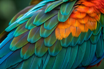 Fototapeta premium amazon rainforest, Close Up View Of Colorful Bird Feathers