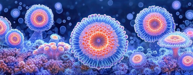 Colorful Abstract Coral Reefs with Unique Shapes and Textures in Vibrant Ocean Environment