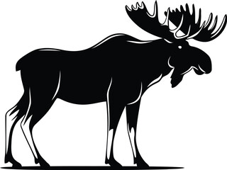 Moose Silhouette Vector | Minimalist Moose Illustration | Wildlife Antlered Moose Logo | Rustic Nature Design | Forest Animal Clipart