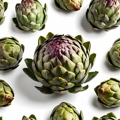 Obraz premium Nature’s green bloom fresh and nutritious Artichoke isolated on white background for culinary excellence and organic food creations