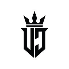 Fototapeta premium UJ monogram logo design letter text name symbol monochrome logotype alphabet character simple logo
