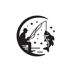 fishing silhouette vector clip art logo design