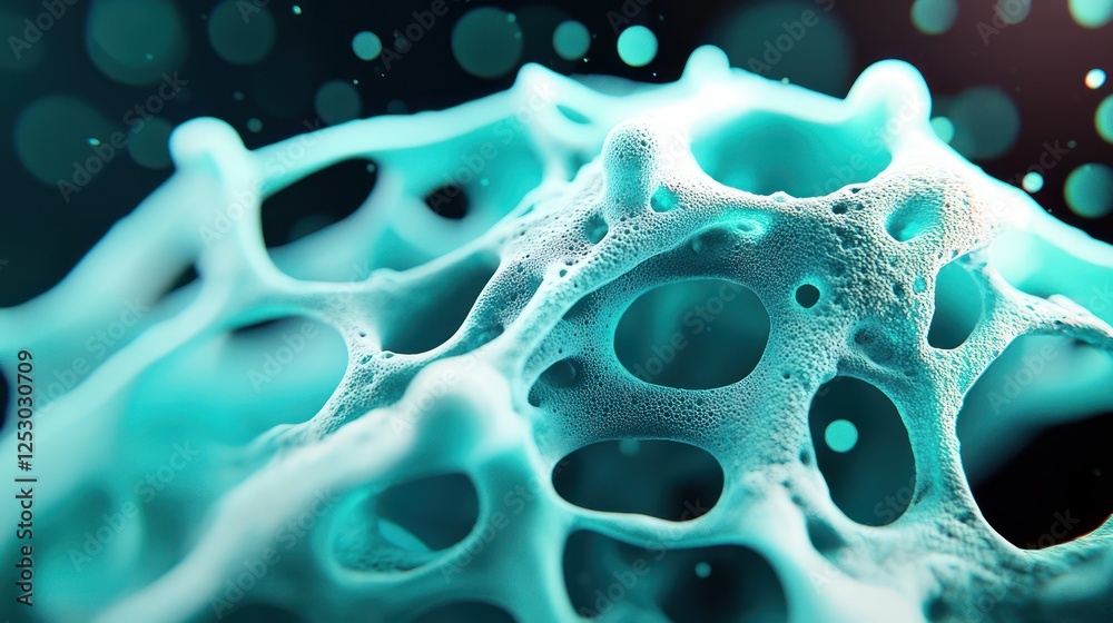 Leinwandbilder abstract close-up of colorful microbial structure with intricate details and depth on a black backgr