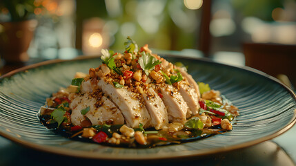 Stylish Thai Gai Dish Featuring Fresh Herbs and Flavorful Sauce