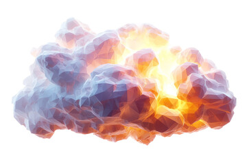 cloud with glowing white geometric outlines, low poly isolated on a white background