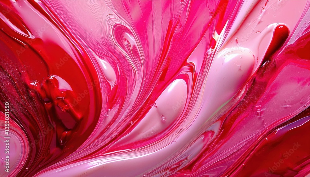 Poster vibrant pink paint texture swirl with bold strokes and glossy finish for abstract background or arti