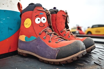 Colorful Cartoon Face Work Boots