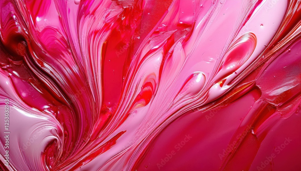 Poster vibrant pink paint texture swirl with bold strokes and glossy finish for abstract background or arti
