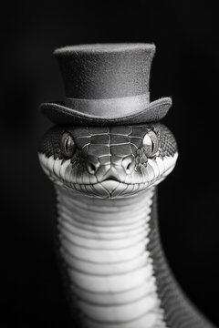 A top hat on a snake's head