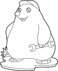 Mole Mechanic Wrench Animal Vector Graphic Art Illustration
