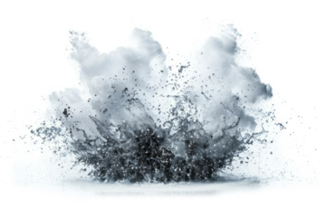 Dynamic water explosion effect, isolated on a white background