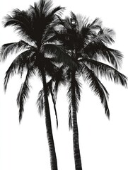 Silhouette of palm trees against a clear sky.