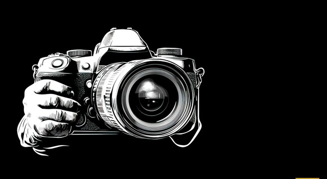 Photographer holding digital single-lens reflex camera capturing moments