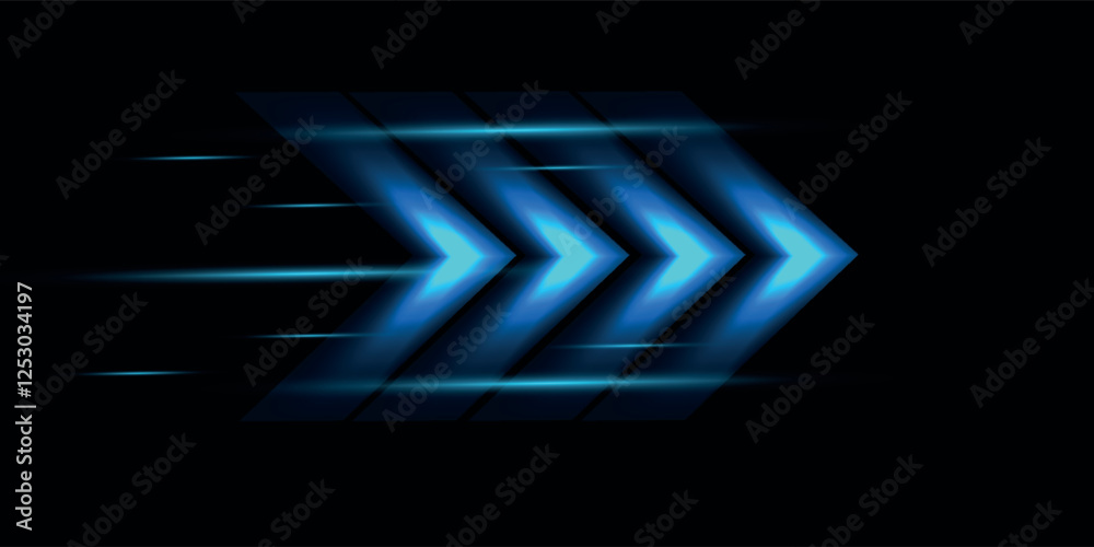 Fototapete light effect of high speed movement of light speed arrow of blue glow. dynamic movement of high spee