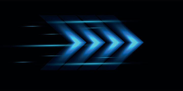 Light effect of high speed movement of light speed arrow of blue glow. Dynamic movement of high speed arrow of light energy.