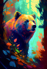Grizzly Bear Animal Portrait Painting Wildlife Outdoors Adventure