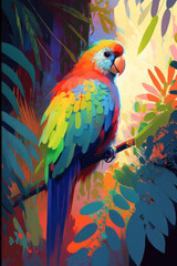 Obraz premium Parrot Bird Animal Portrait Painting Wildlife Outdoors Adventure