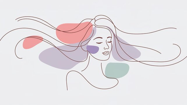 Minimalist line art of a women, women's dya, mother's ady art.