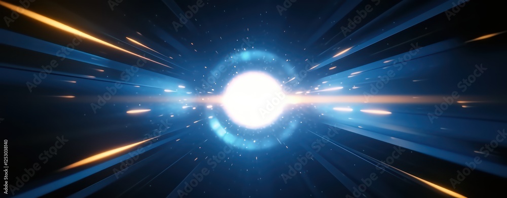 Aufkleber Bright Cosmic Explosion with Light Rays and Sparks in Deep Space Background for Science and Technology Themes